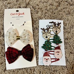 BNWT toddler/little girl’s hair accessory pack w/holiday/Xmas bows & clips